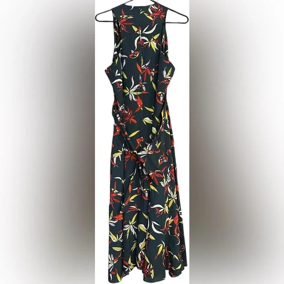 RACHEL Rachel Roy Leaf Print Tie Front or Back Sleeveless Midi Dress - Picture 4 of 8